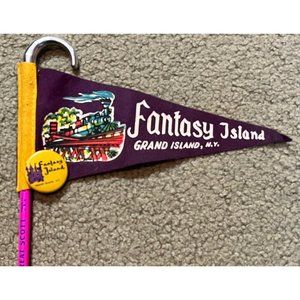 1960's Felt Pennant & Pin & Pencil Fantasy Island Amusement Park Grand Island NY